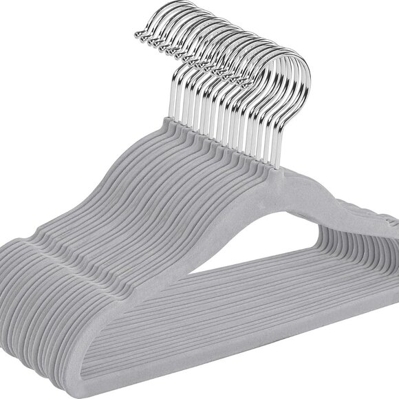 50 Pack Ultra-Slim Grey Velvet Hangers - 11 Inch Non-Slip Kids Closet Solution - Picture 5 of 12